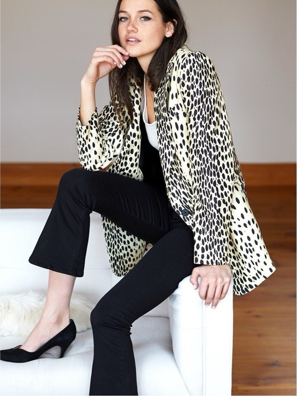 Emerson Fry Linen Wingtip Dinner Jacket in Leopard Print | Size 10